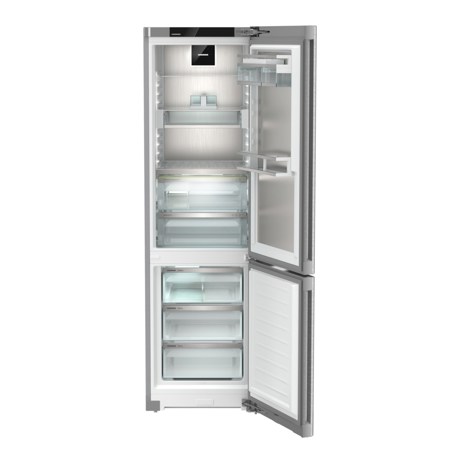 Combina frigorifica Liebherr CBNstb 579i Peak, BioFresh Professional cu HydroBreeze si NoFrost, 60 cm, 362 l, SmartDeviceBox, InfinitySpring, LightTower, VarioTemp, IceMaker, Clasa B, SmartSteel